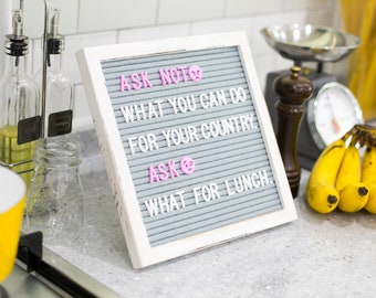 Rustic Vintage White Wood Frame Letter Board | Gray Felt Changeable Message 10x10 Inches with 680 Letters | Ideas Worth Sharing