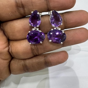 925 sterling silver amethyst earring handmade earring studd earring best for wedding gift anniversary gift birthday gift gift for her