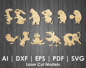 Animals for laser cutting CDR, SVG animals, Animals EPS, Plywood animals, Animals for coloring