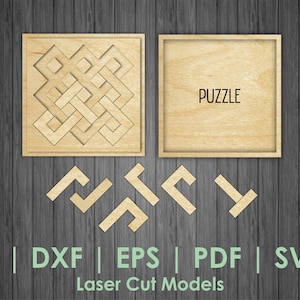Szablon Puzzle SVG, drewniane pudełko na puzzle CDR, puzzle Montessori SVG, szablon puzzle Montesori, puzzle dla dzieci, cięcie laserowe, puzzle glowforge