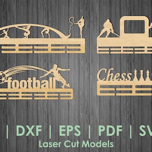 Set Vorlagen zum Laserschneiden, Fräsen, Medaillenhalter SVG, Set Halter für Medaillen EPS, SVG, Vektor