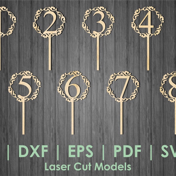 Wooden Table Numbers, 0-15 guest table numbers SVG. Laser cut table number. Table number vector.