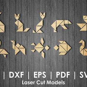 Tangram puzzle for laser cut, Animals tangram, Tangram puzzle for kids cdr, Puzzle SVG/CDR/EPS, Laser cut file for cnc machine