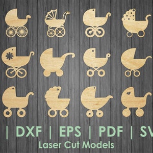 12 台のベビーカーのセット SVG、ベビーカー、ベビーカー EPS、子供用ベビーカー SVG、ベビーカー デジタル ファイル