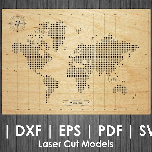 Perforated world map SVG, Perforated world map for laser cut CDR, World map SVG, World map layout eps