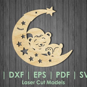 Ours sur la lune, Ours pour Cricut, Ours SVG, ours EPS, ours sur la lune svg, lune svg