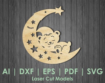 Bear on the moon, Bears for Cricut, Bears SVG, bear EPS, bears on the moon svg, moon svg