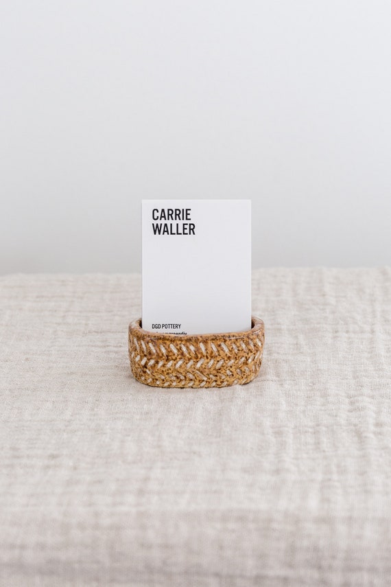 Speckled Ceramic Business Card Holder Handmade Orange Jewelry Etsy