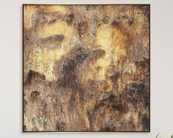 Bruin olieverfschilderij op canvas aangepaste schilderij abstracte acryl schilderij creatieve schilderij frame schilderij minimalistische kunst 40x40"