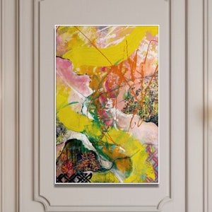 Large Abstract Expressionist Painting Colorful Modern Art Hand-Painted Canvas Textured Acrylic Painting for Living Room or Office 60&quot;x46&quot;