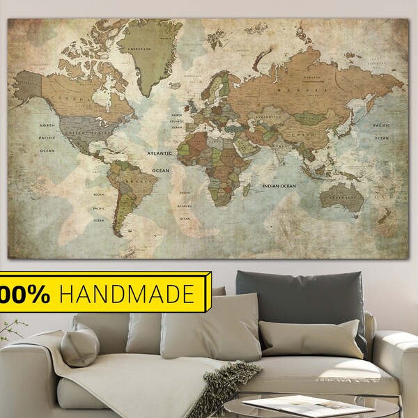 Vintage World Map Etsy