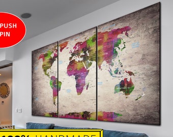 Canvas Printworld Mapcanvas Mappushpin World Map By Jackieprint