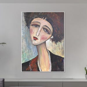 Portrait Painting of Woman in Expressionist Style
