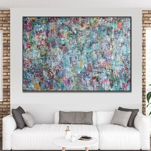 Large Abstract Painting: Colorful Textured Art on Canvas (36&quot;x54&quot;)