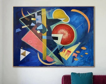 Colorful Shapes Abstract Expressionist Paintings On Canvas In Kandinsky Style Geometric Figures Painting Modern Wall Decor for Home 48x60"