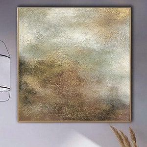 Grande peinture abstraite dorée sur toile, art de luxe texturé, peinture texturée moderne, art métallique d'origine, décoration murale de luxe pour salon