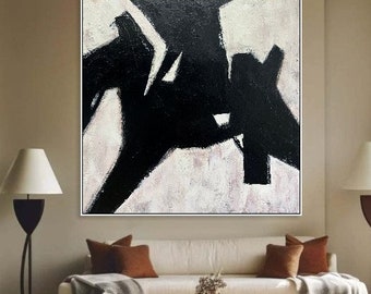 Large Minimalist Art Abstract Black and White Paintings on Canvas ...