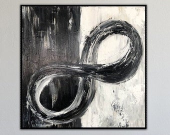 Infinity Symbol Artwork Canvas Painting Black White Infinity Painting Abstract Modern Art on Canvas Wall Decor Frame Painting INFINITY