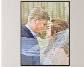 Original Wedding Paintings from Photo Family Artwork Couple in Love Custom Painting Colorful Decor for Bedroom PAINTING FROM PHOTO #62