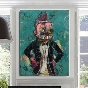 Graffiti Pop Art Portrait Painting: Bold Neo-Expressionist Mixed Media