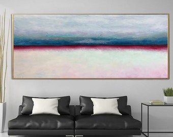 Abstract Seascape Painting Canvas Neutral Art Abstract Coastal Painting Landscape Wall Art Contemporary Art Luxury Wall Art LINE OF HORIZON