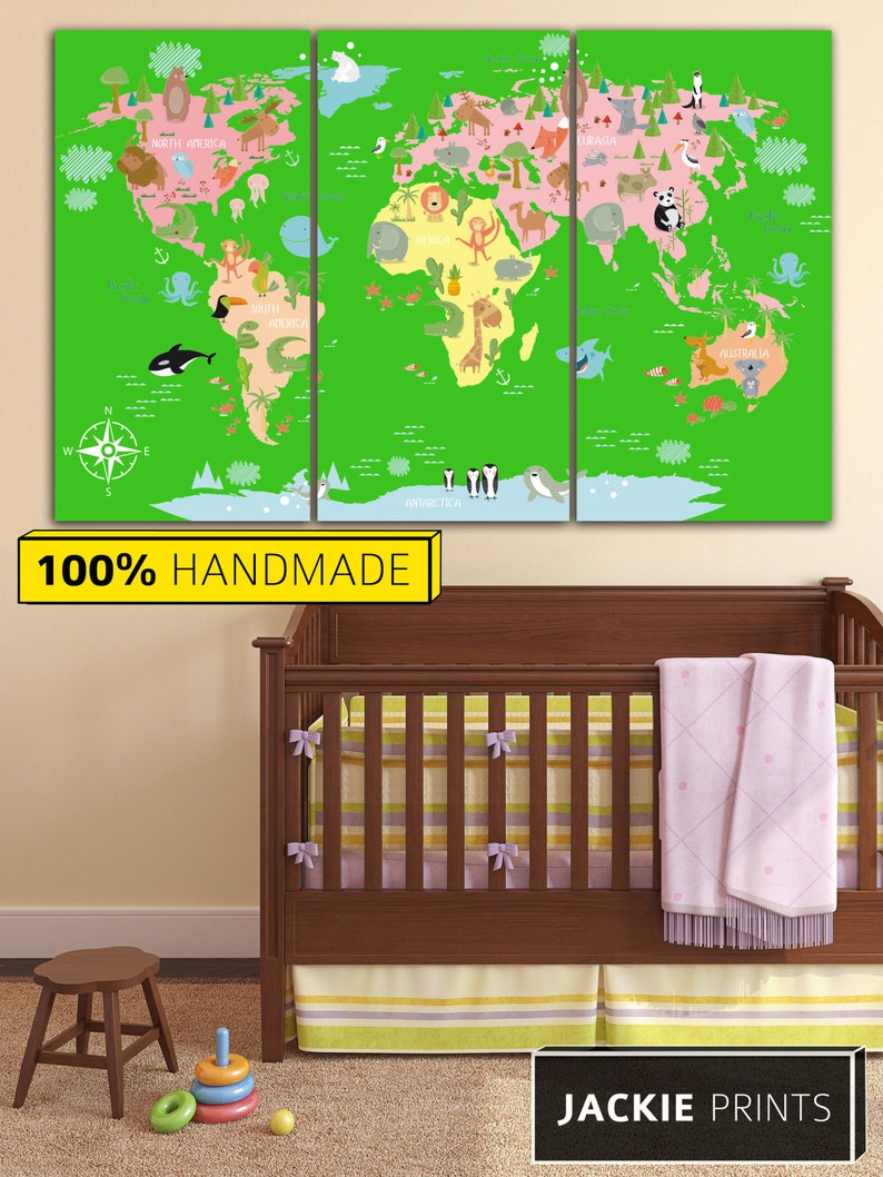 Nursery World Map Nursery Map Map for Kids World Map for Kids Etsy