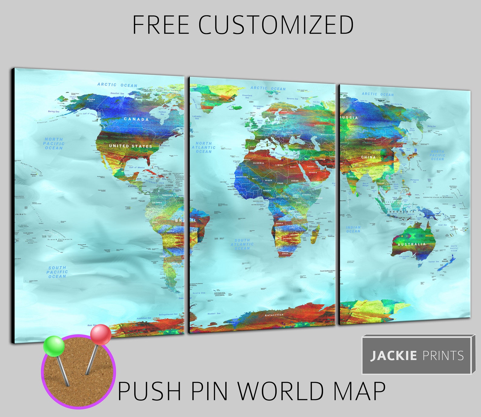 Canvas Art World Map World Map Canvas Wall World Map Full Etsy