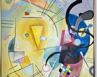 Original Abstract Colorful Kandinsky Style Paintings On Canvas Luxury Figurative Artowrk Modern Hobby Painting Wall Decor for Home 40x40&quot;