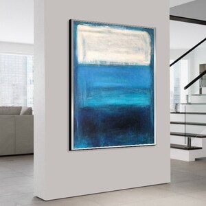 Acrylic Painting In Blue And White Colors Mark Rothko Abstract Paintings On Canvas Textured Art Home Decor 54x40 image 9