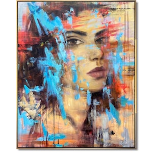 Figurative Painting Women Face Art Colorful Acrylic Painting Oil Painting Creative Abstract Modern Wall Art Framed Modern Art Canvas 60x48&quot;