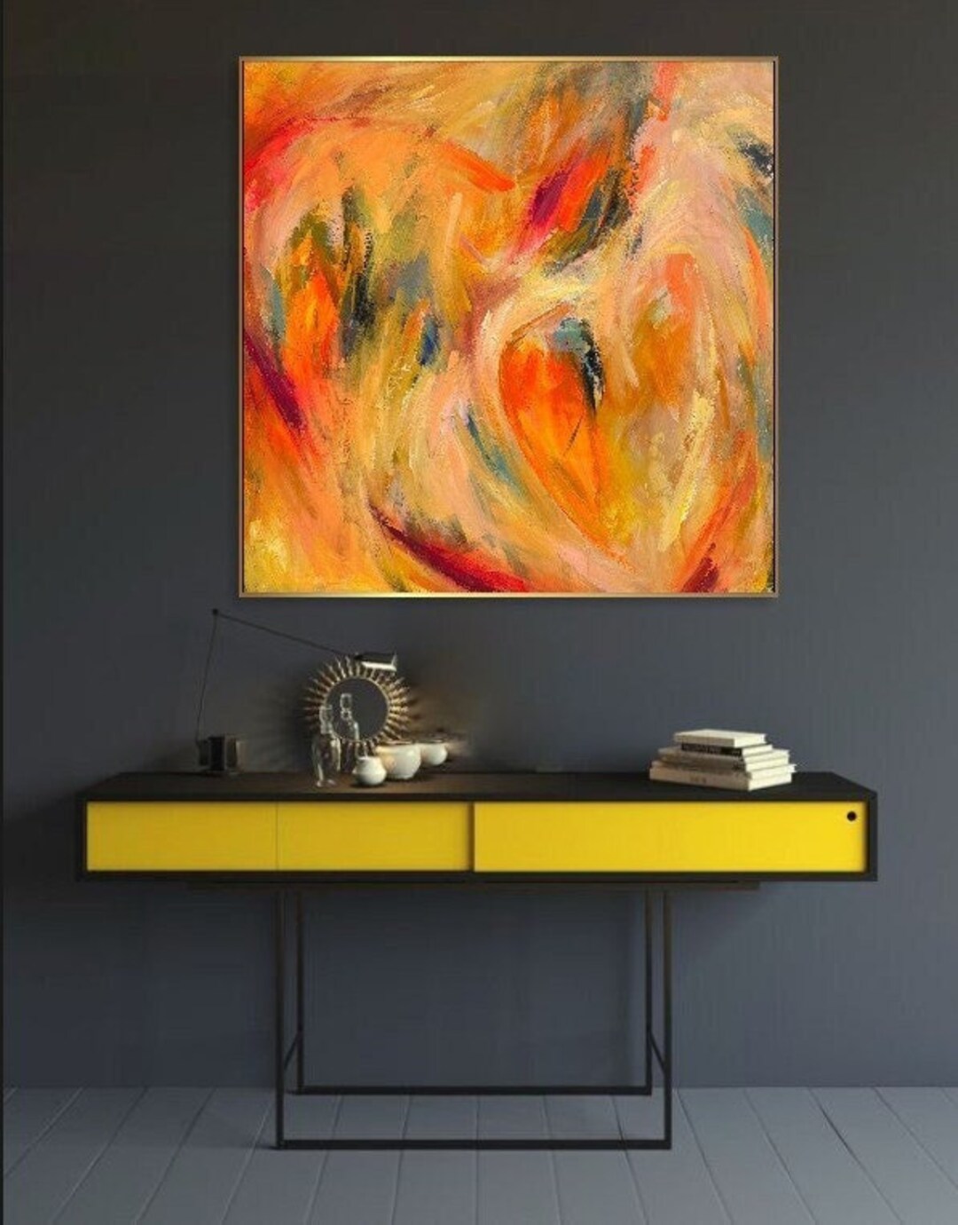 Abstract Orange Color Palette Paintings on Canvas Original Vibrant ...