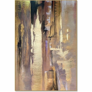 Large Abstract Gold Leaf Painting: Modern Expressionist Acrylic Art