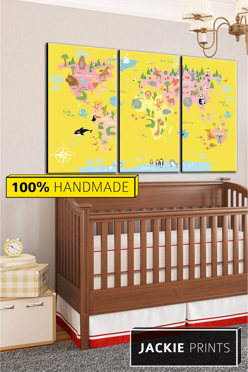 Nursery World Map Nursery Map Map for Kids World Map for Kids Etsy