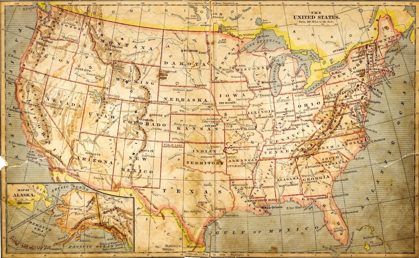 Vintage Map of America Old Map American map USA Vintage Map Etsy