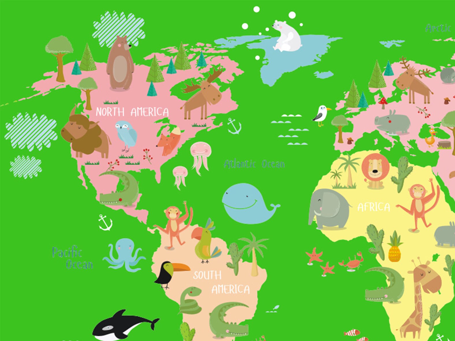 Nursery World Map Nursery Map Map for Kids World Map for Kids Etsy