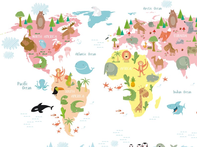 Nursery World Map Nursery Map Map for Kids World Map for Kids Etsy