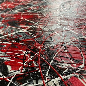 Jackson Pollock Style Abstract Red And Black Paintings On Canvas Minimalist Art Fine Art Painting Creative Painting Artwork 39.4x78.7 image 3