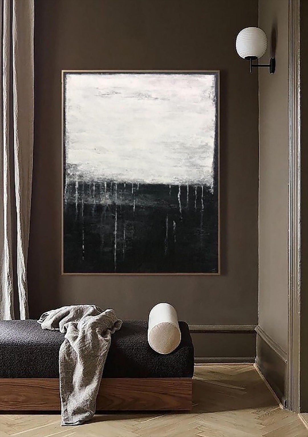 Large Abstract Black and White Painting on Canvas Contemporary Art ...