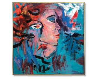 Modern Abstract Dual Face Textured Painting in Neutral Tones