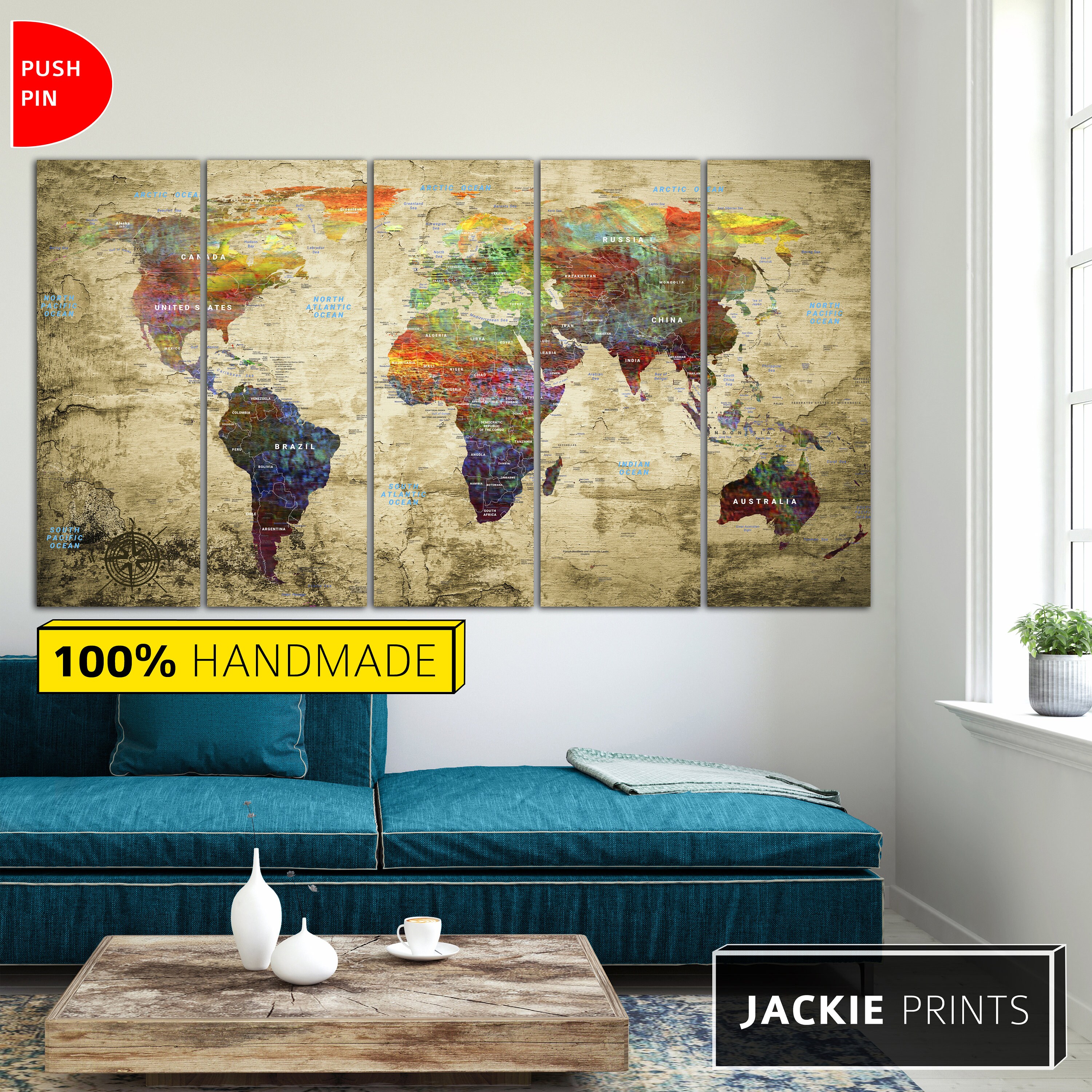 900x600mm/A1/A2 Vintage Map Poster Print Retro Hanging Picture Home Office  Decor