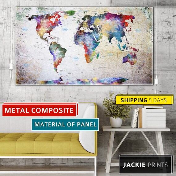 METAL World Map Metal Colorful Map World Map Abstract World | Etsy