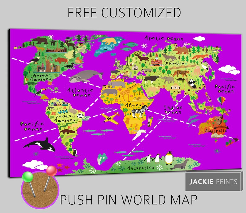 Nursery World Map Nursery Map Map for Kids World Map for Kids Etsy