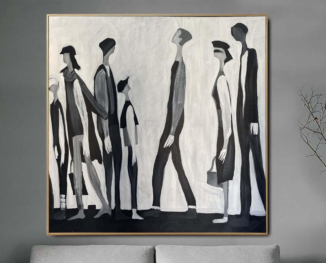 Large Abstract Human Queue Paintings on Canvas Original People Etsy