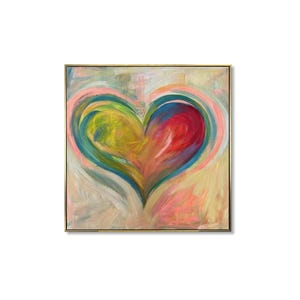 Pintura de coração colorido – Arte de parede de amor abstrato