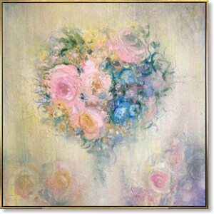 Abstract Floral Bouquet Painting Handmade Soft Pastel Impressionist Art Wall Decor