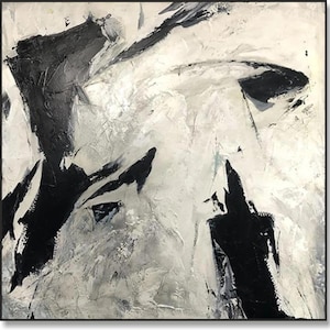 Dipinto astratto in bianco e nero – Arte murale moderna