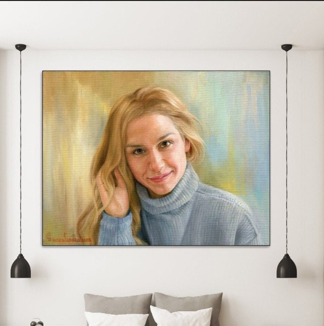 Custom Woman Portrait Painting, Personalized Oil Canvas Art From Photo ...