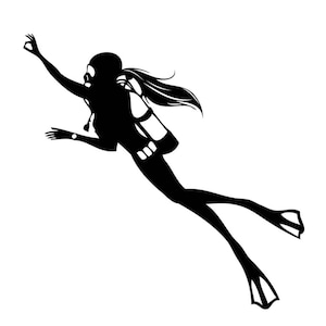 Female Scuba Diver Underwater Ocean Vinyl Decal