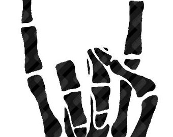 Skeleton Rock On Hand Devil Horns Die Cut Decal