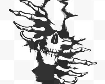 Skull Skeleton Thru Wall Vinyl Die Cut Decal Cups Laptop Car Windows
